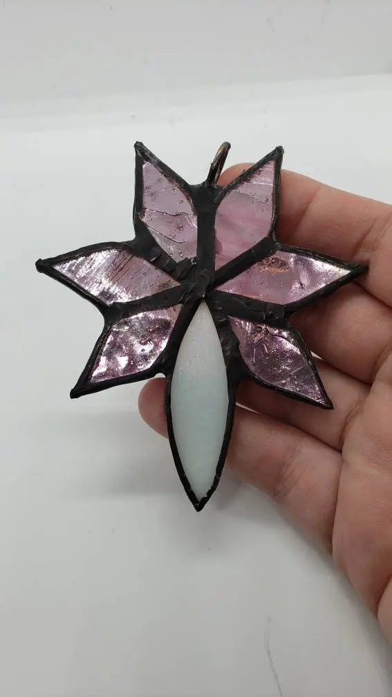 Iridescent Flower Suncatcher, Floral Stained glass - moonlitbeading