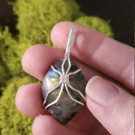 Labradorite Yoga Pendant    gemstone pendant, labradorite