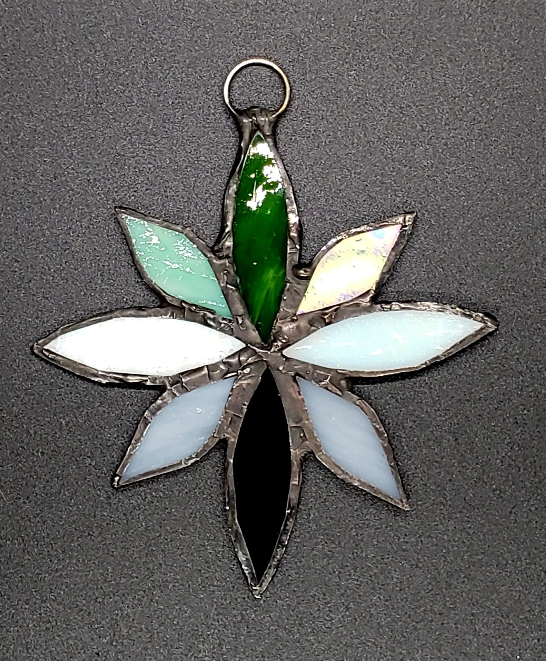 Large Aromantic Flower Suncatcher, LGBTQ+ Floral stained glass    aromantic, black, gray, lgbtq+, stained glass, suncatcher, white