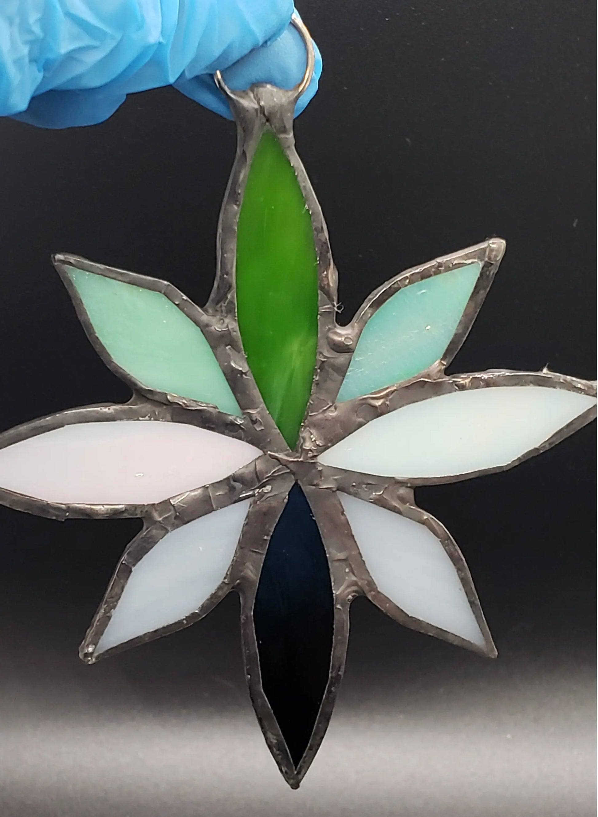 Large Aromantic Flower Suncatcher, LGBTQ+ Floral stained glass    aromantic, black, gray, lgbtq+, stained glass, suncatcher, white