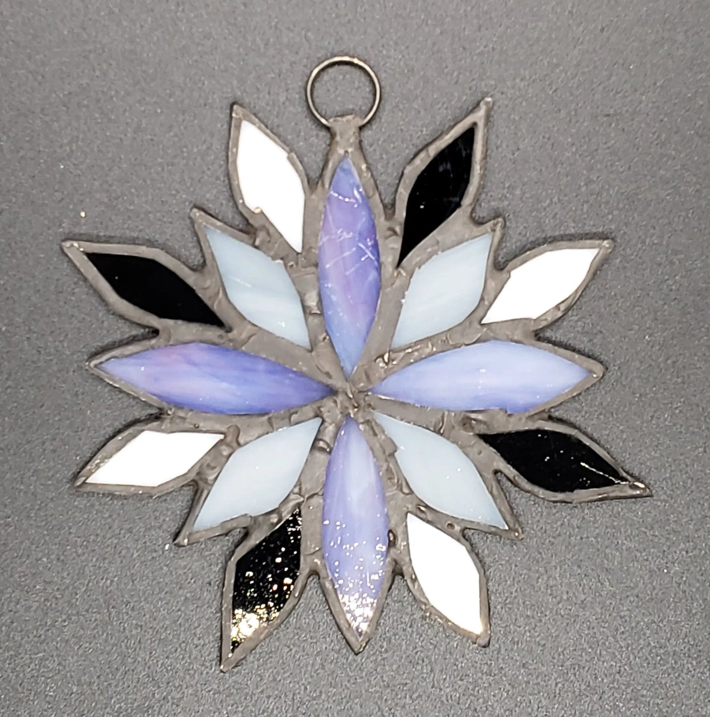 Large of Asexual Flower Suncatcher, LGBTQ+ Floral stained glass    asexual, black, lgbtq+, purple, stained glass, suncatcher, white