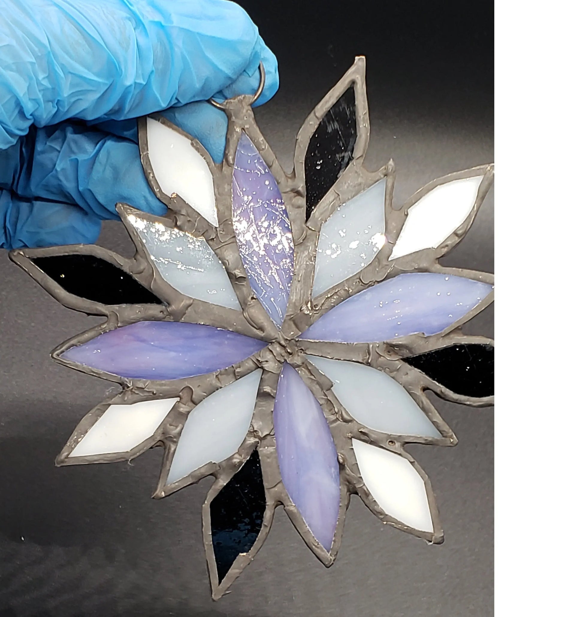 Large of Asexual Flower Suncatcher, LGBTQ+ Floral stained glass    asexual, black, lgbtq+, purple, stained glass, suncatcher, white