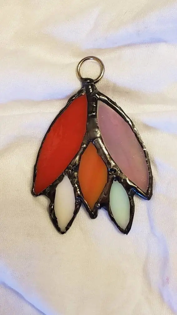 Lesbian Flower Suncatcher, LGBTQ+ Floral stained glass    lesbian, lgbtq+, orange, pink, red, stained glass, suncatcher, white