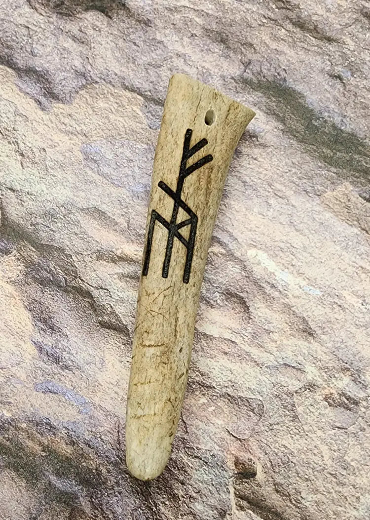 Norse Diety BindeRune Antler Pendant