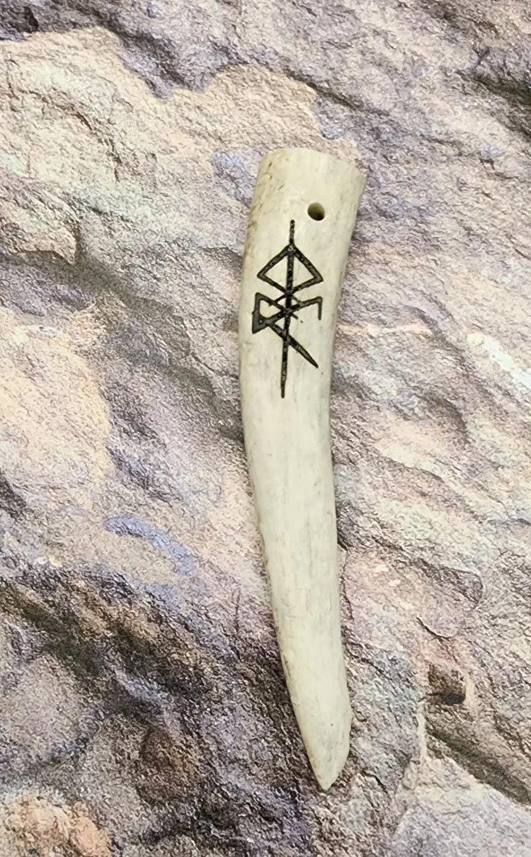 Norse Diety BindeRune Antler Pendant