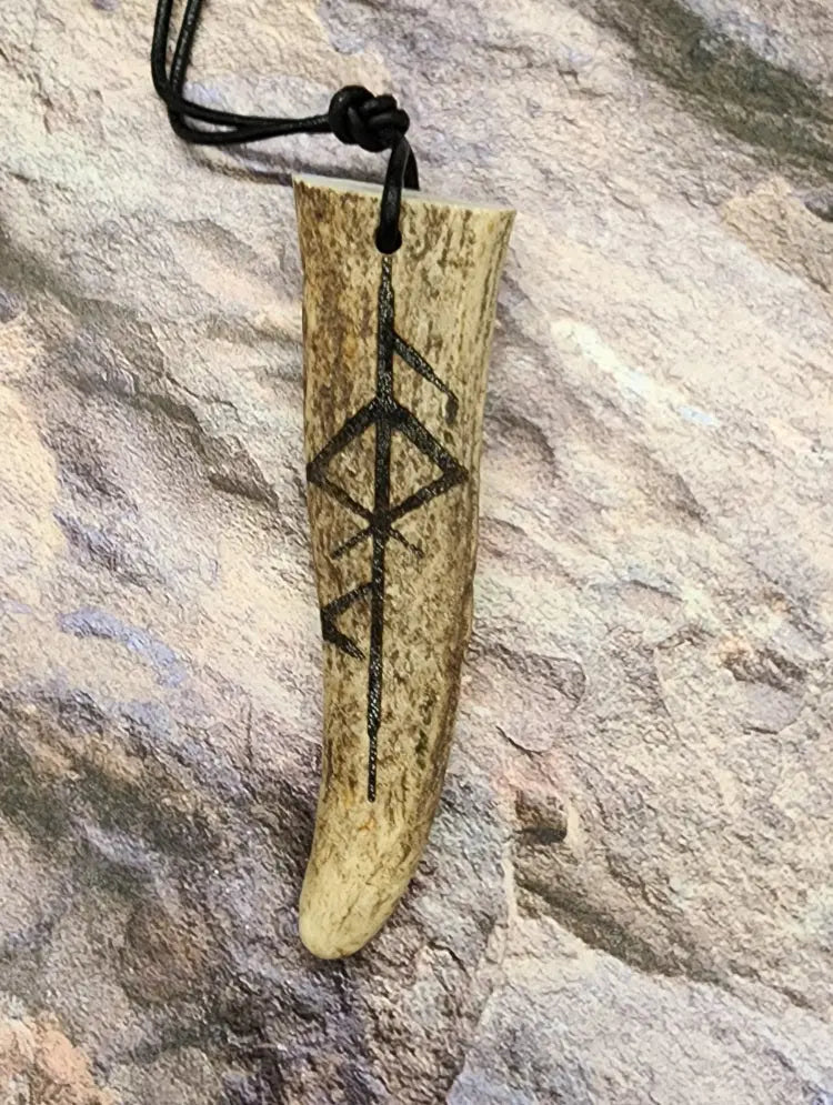 Norse Diety BindeRune Antler Pendant