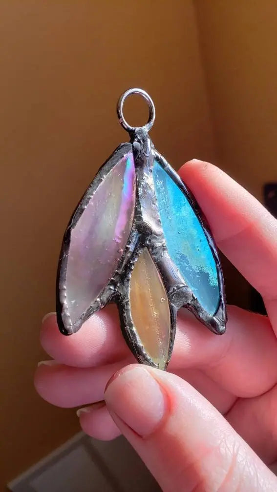 Pansexual Flower Suncatcher, LGBTQ+ Floral stained glass    blue, lgbtq+, pansexual, pink, stained glass, yellow