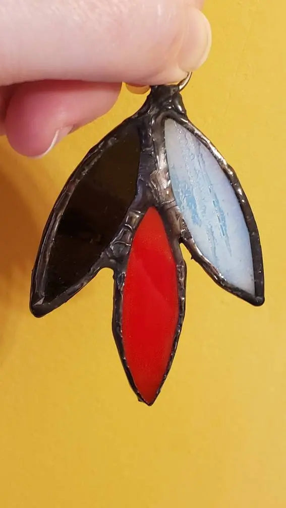 Polyamorous Flower Suncatcher, LGBTQ+ Floral stained glass    blue, lgbtq+, polyamorous, red, stained glass, suncatcher