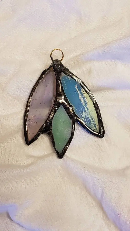 Polysexual Flower Suncatcher, LGBTQ+ Floral stained glass    blue, green, lbgtq+, pink, stained glass, suncatcher