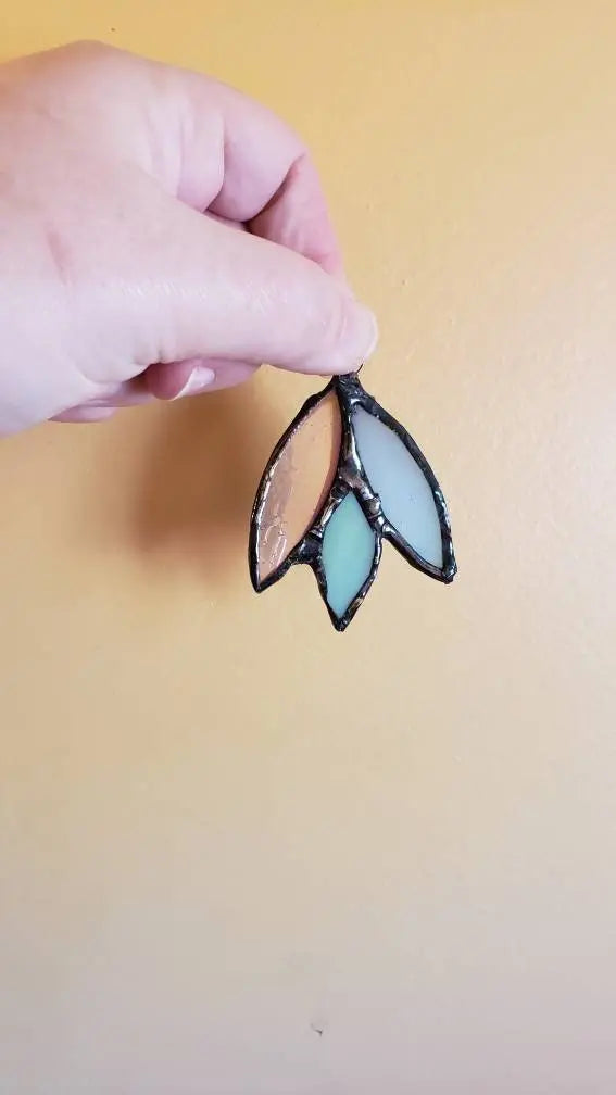 Polysexual Flower Suncatcher, LGBTQ+ Floral stained glass    blue, green, lbgtq+, pink, stained glass, suncatcher