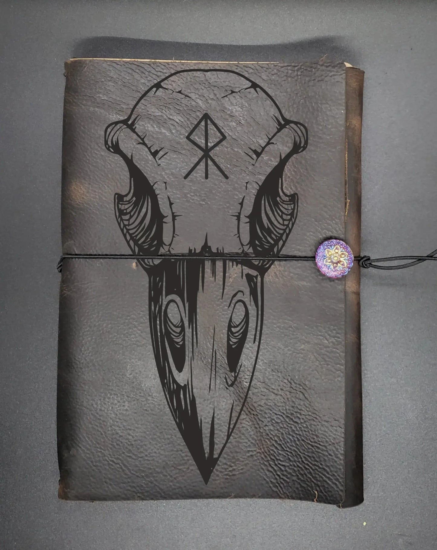 Raven Skull Notebook, Norse Runes for Protection