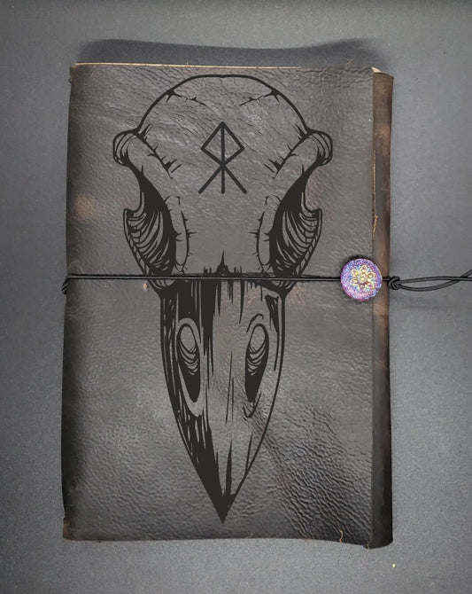 Raven Skull Notebook, Norse Runes for Protection