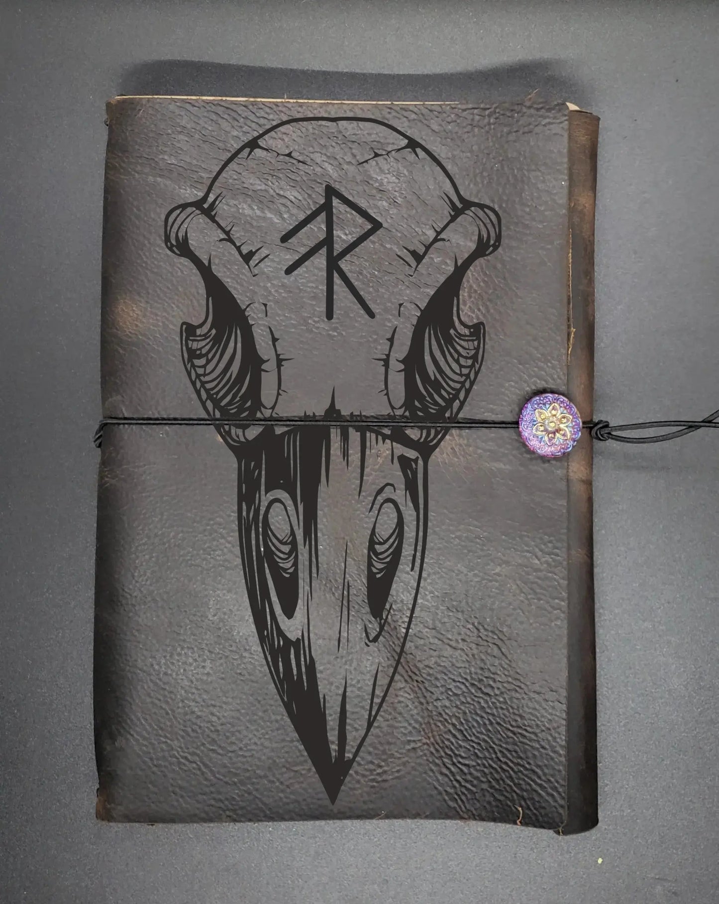 Raven Skull Notebook, Norse Runes for Protection