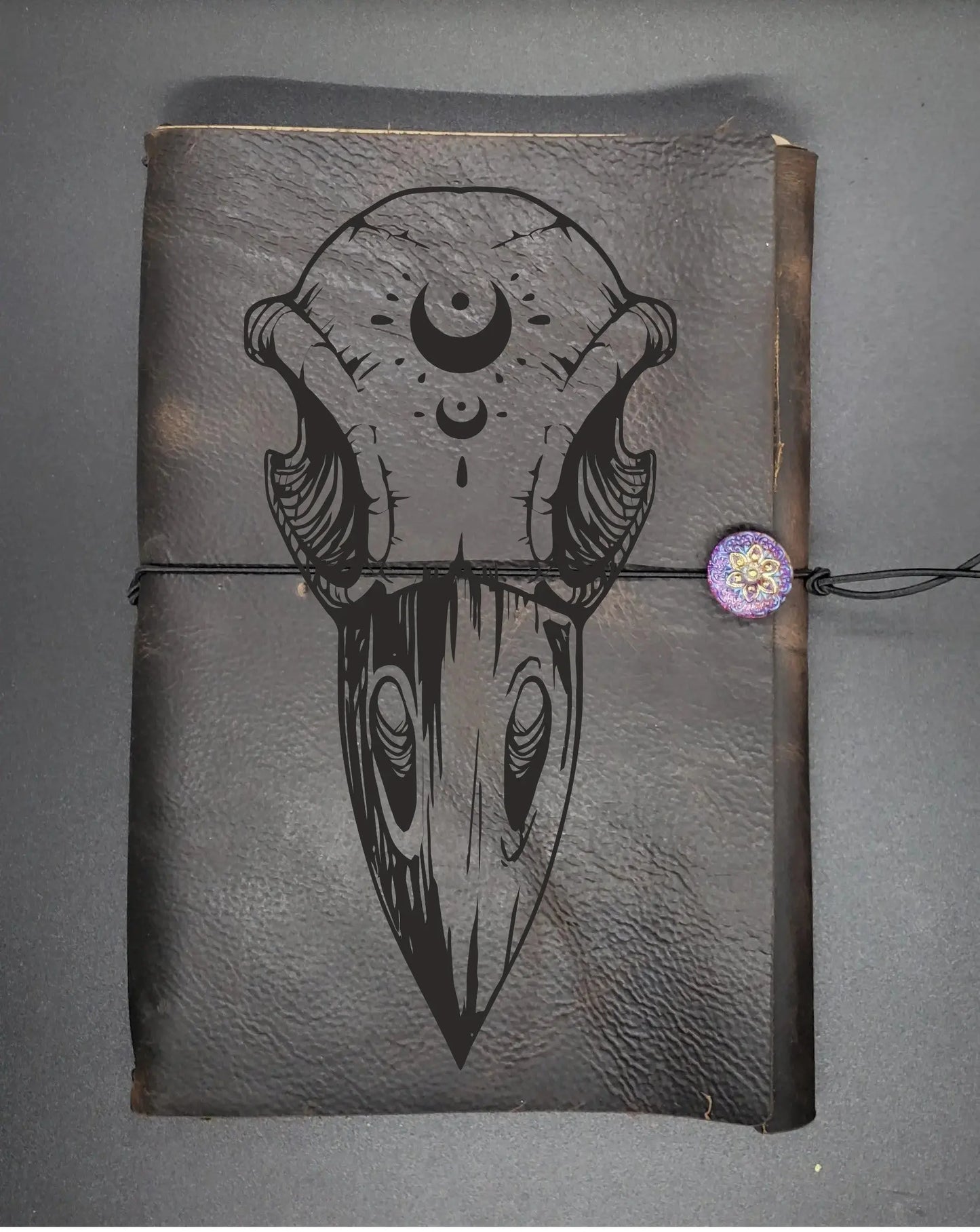 Raven Skull Notebook, Norse Runes for Protection