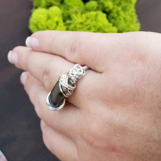 Silver Purple Labradorite Ring Size 8.5 - moonlitbeading