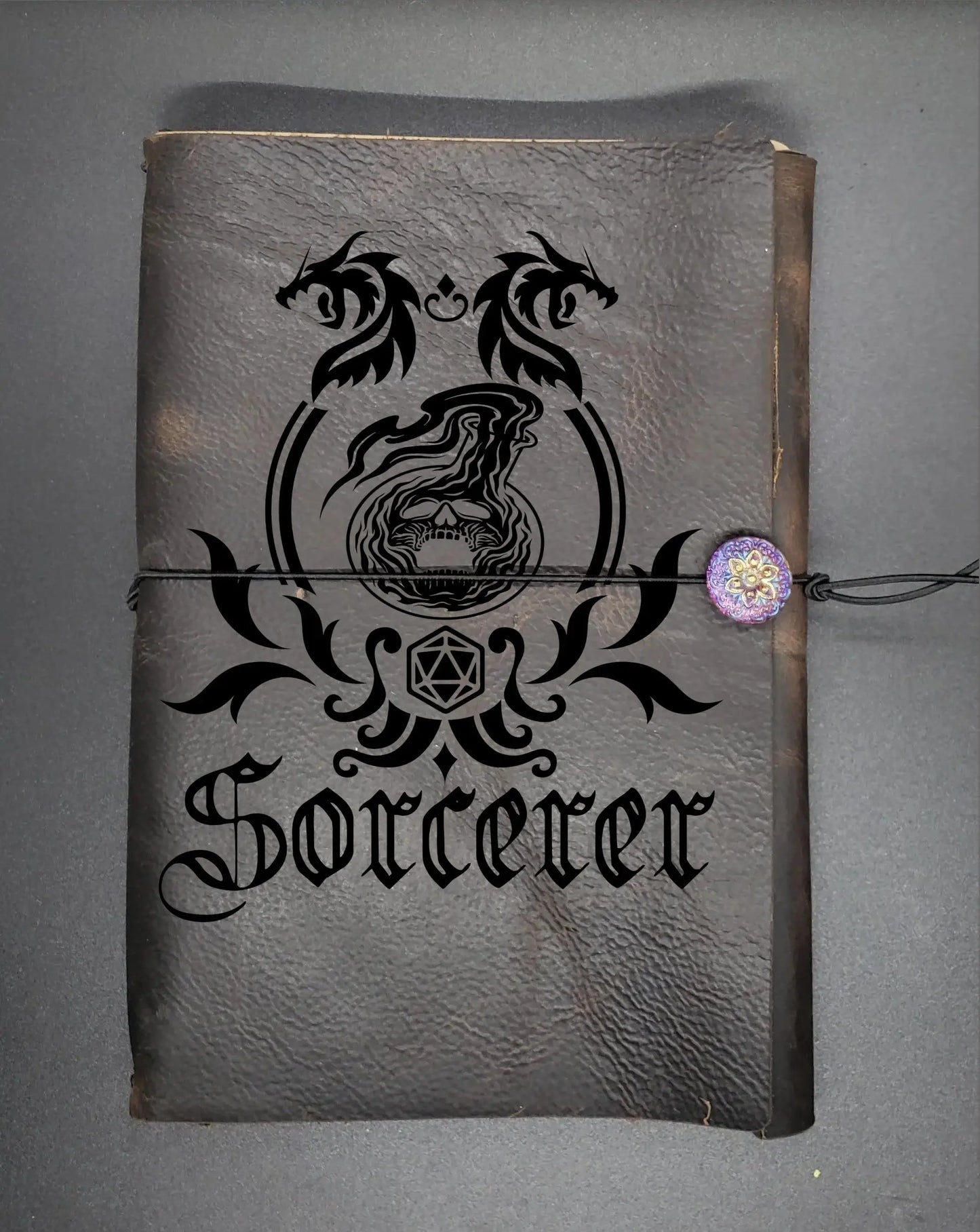 Sorcerer Dnd Character Book, RPG Character Journal Engraved, Embossed Refillable Leather Journal, A5 leather journal