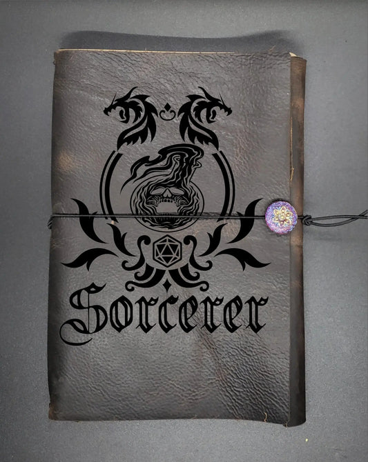 Sorcerer Dnd Character Book, RPG Character Journal Engraved, Embossed Refillable Leather Journal, A5 leather journal
