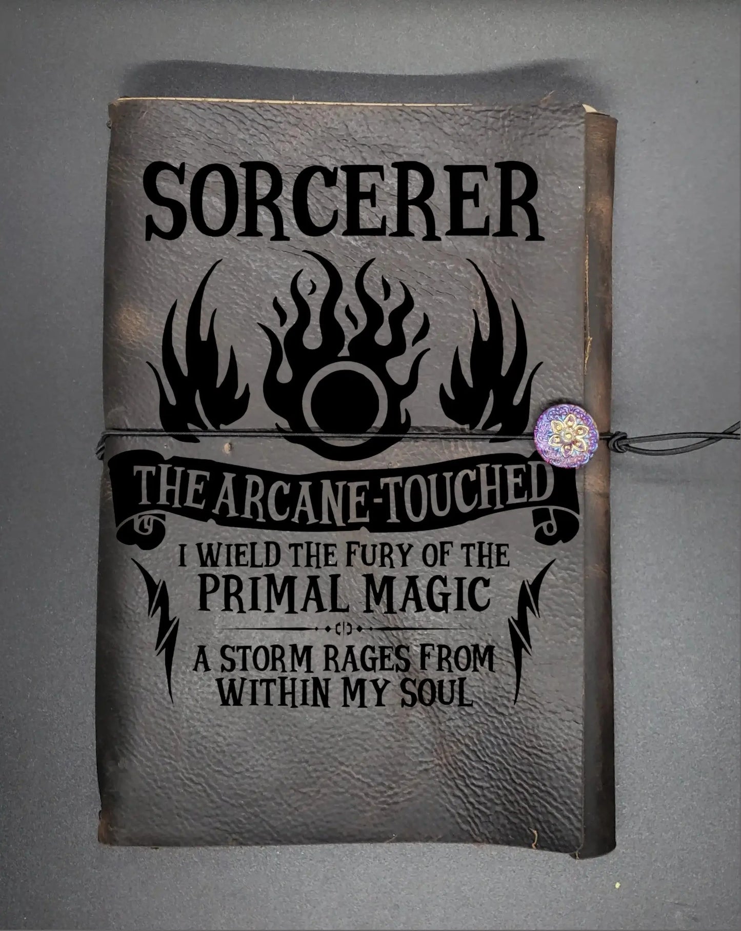 Sorcerer Dnd Character Book, RPG Character Journal Engraved, Embossed Refillable Leather Journal, A5 leather journal