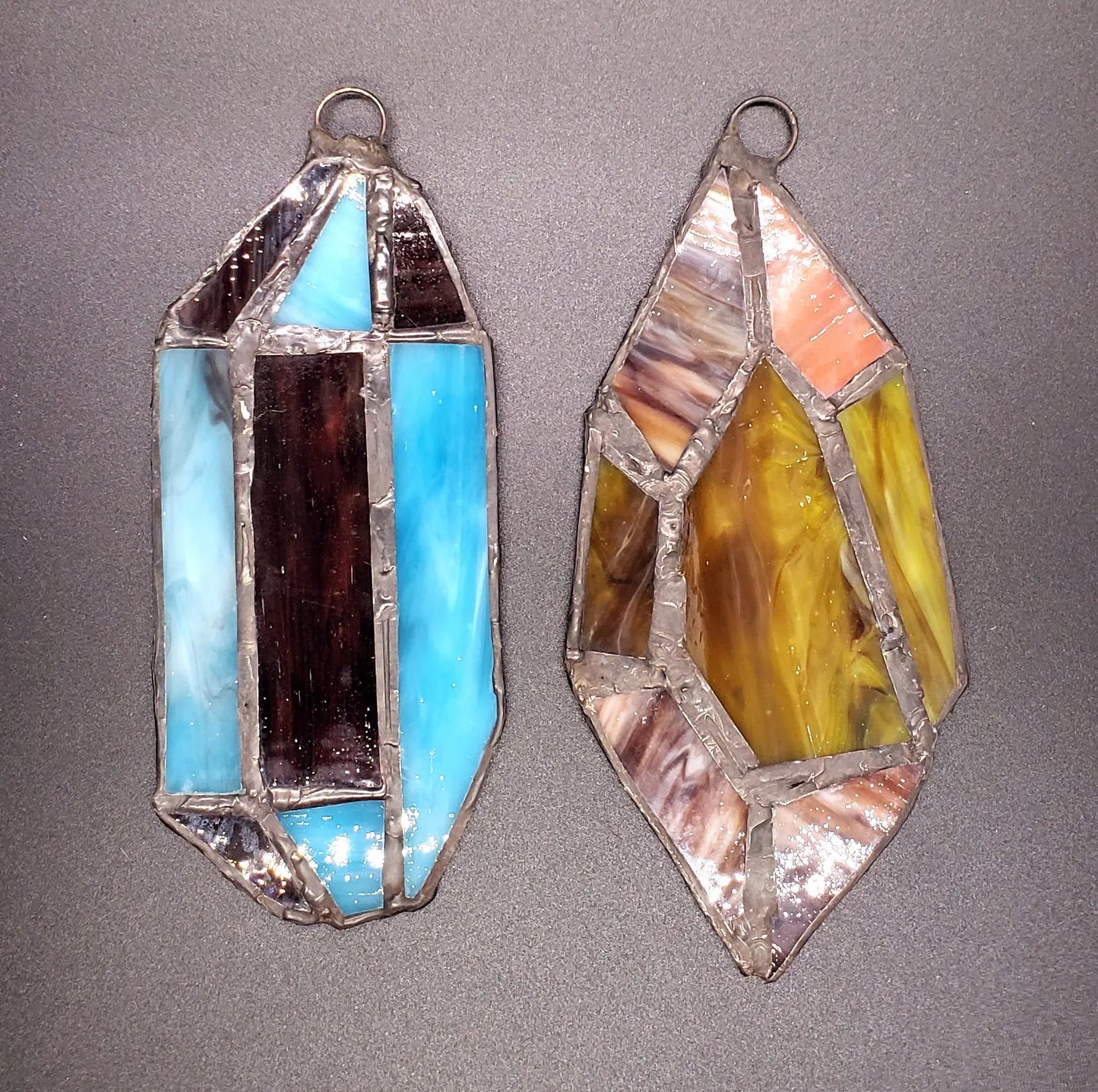 Stained Glass Crystal Point    blue, crystal cluster, green, pink, red, stained glass, suncatcher