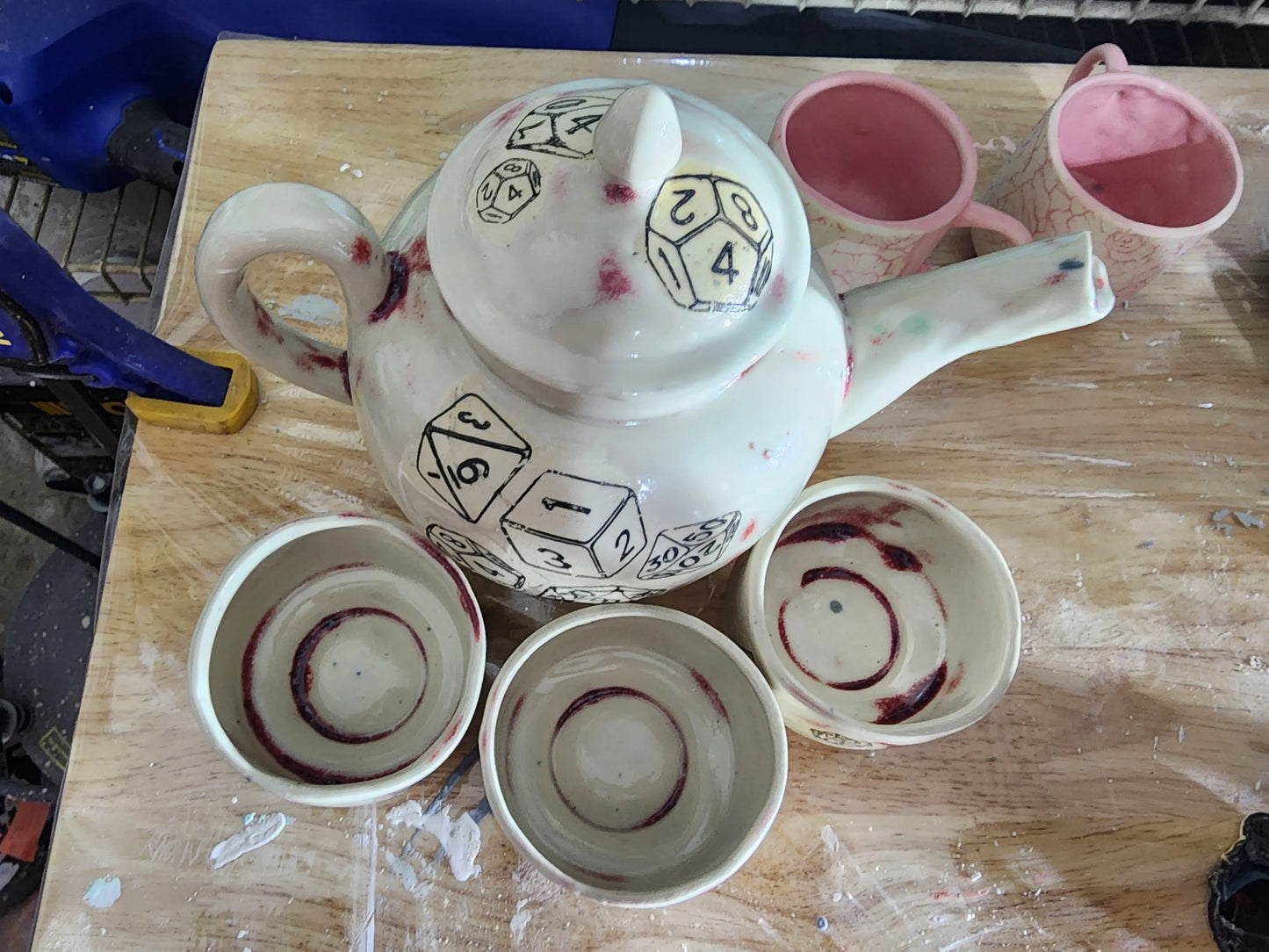 TeaPK A TTRPG Dice Themed East Asian Style Tea Set, DnD Tea Set