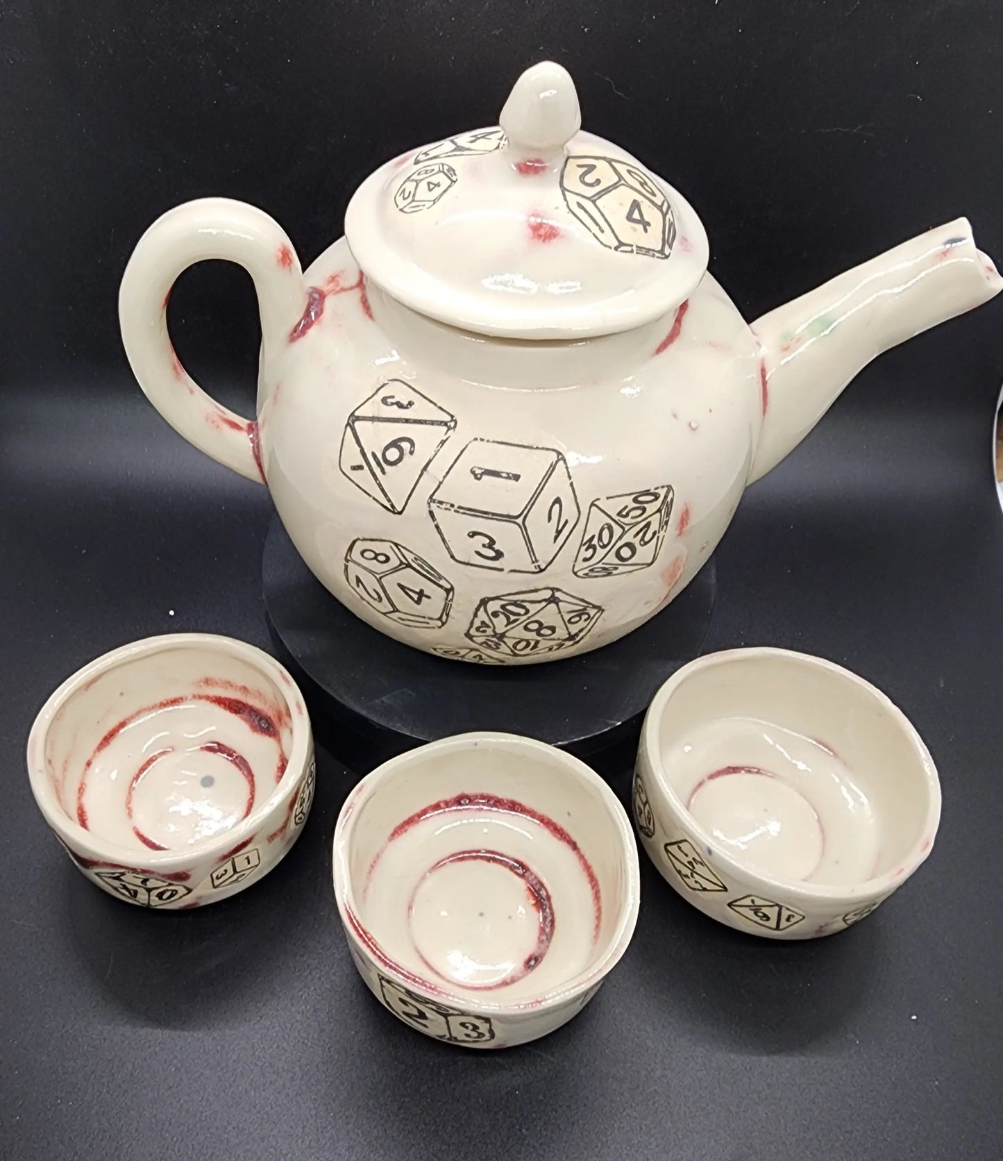 TeaPK A TTRPG Dice Themed East Asian Style Tea Set, DnD Tea Set