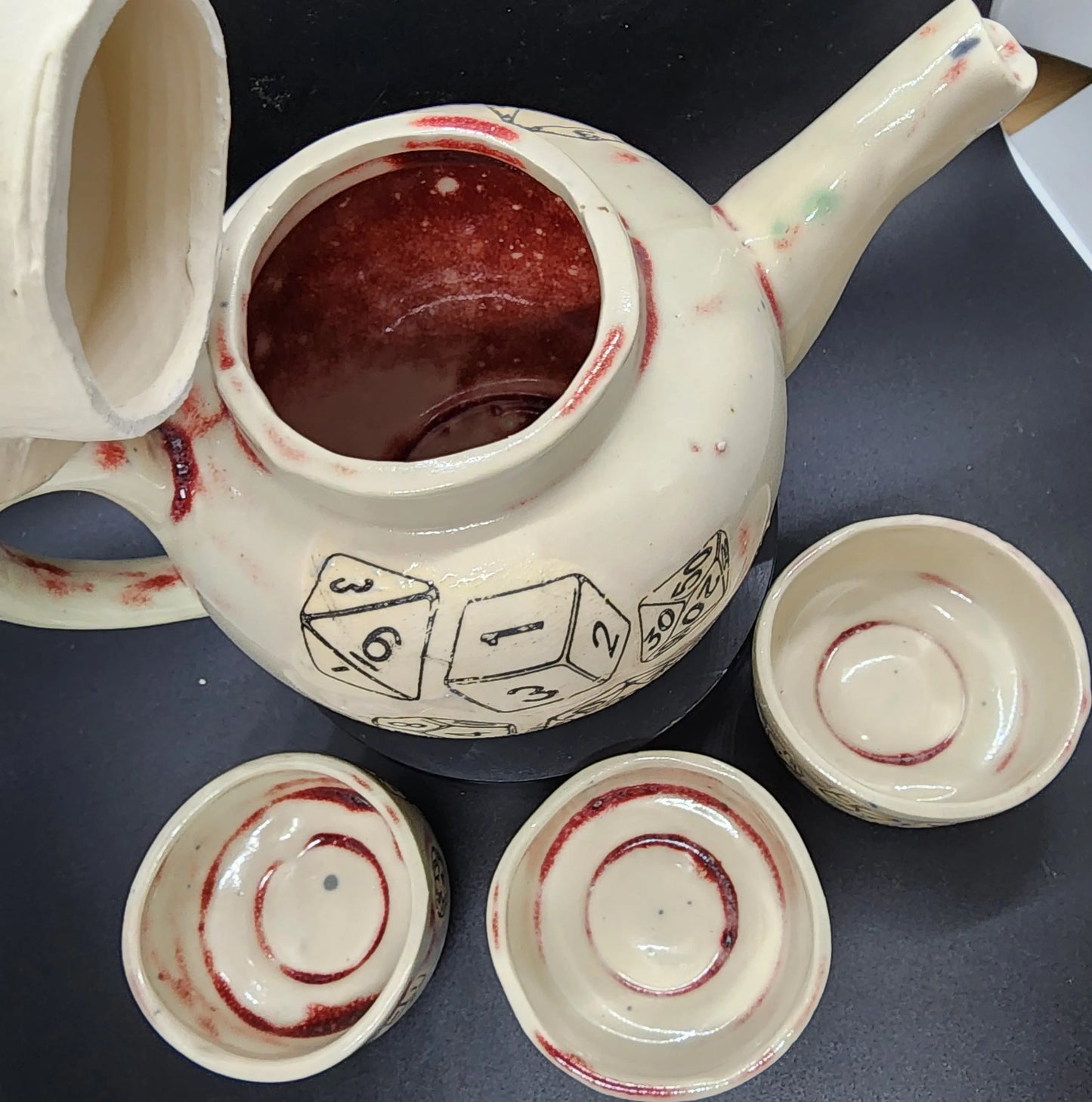 TeaPK A TTRPG Dice Themed East Asian Style Tea Set, DnD Tea Set