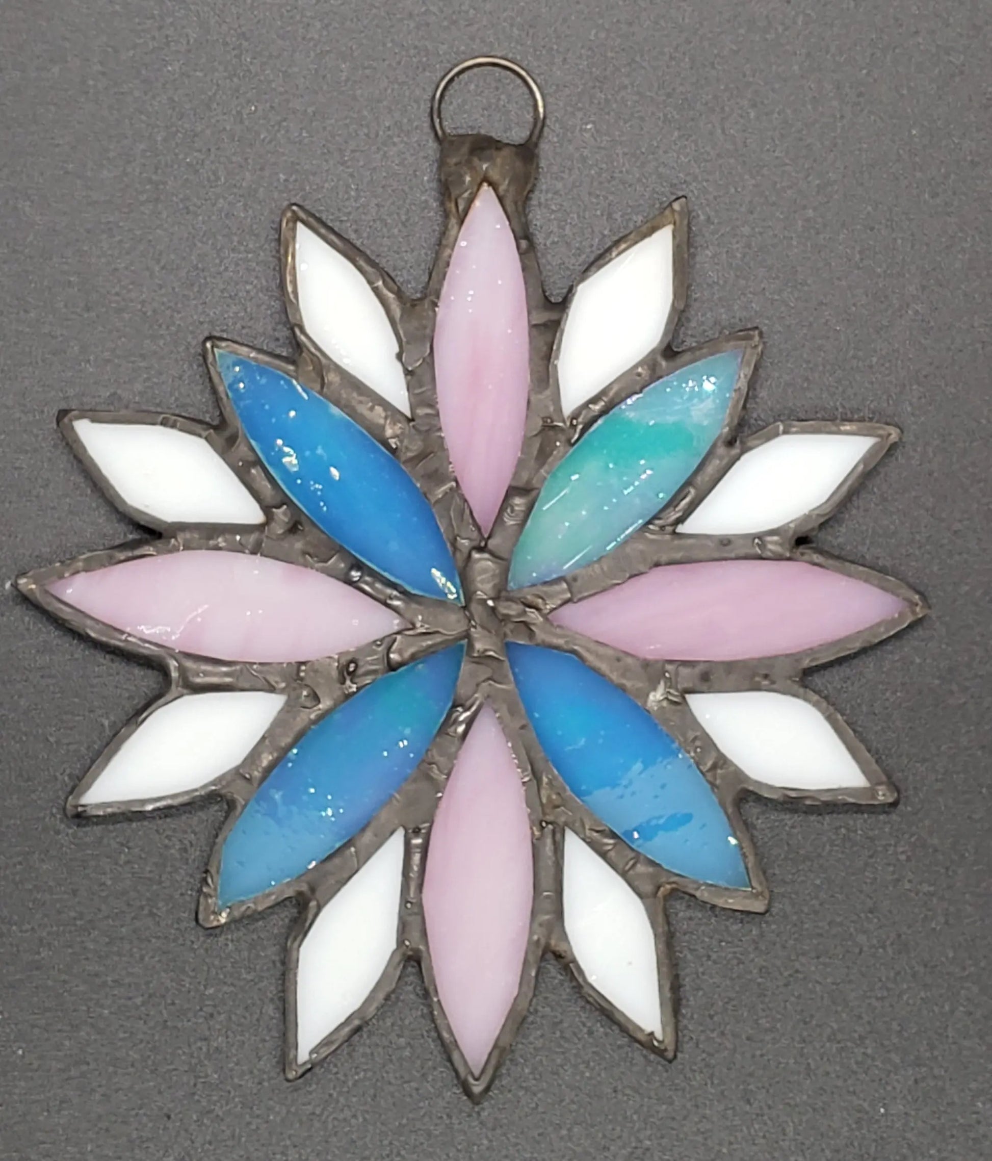 Transgender Flower Suncatcher, LGBTQ+ Floral stained glass    blue, lbgtq+, pink, stained glass, suncatcher