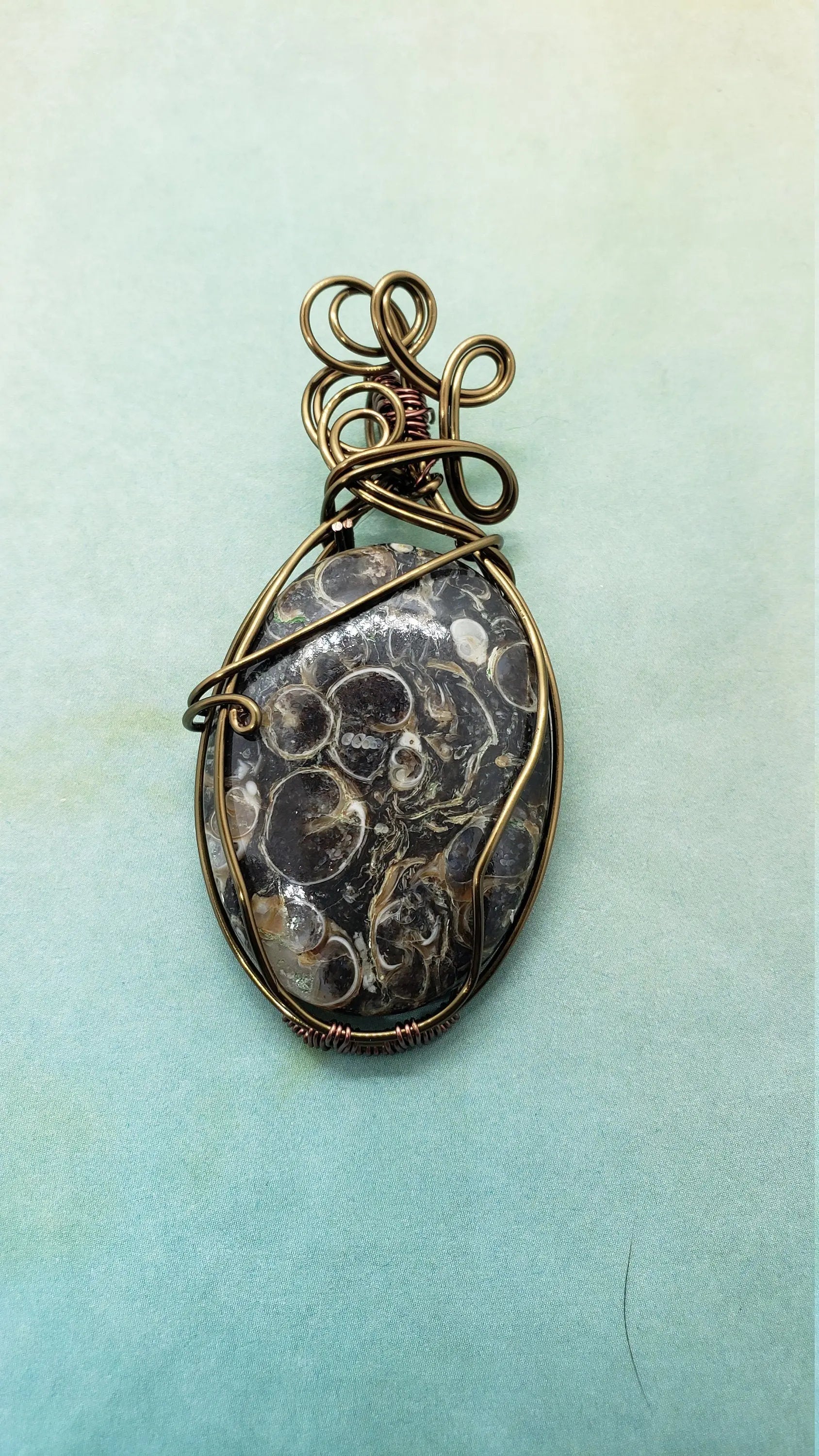Turritella Agate Pendant, Fossil Pendant    gemstone pendant, Turritella