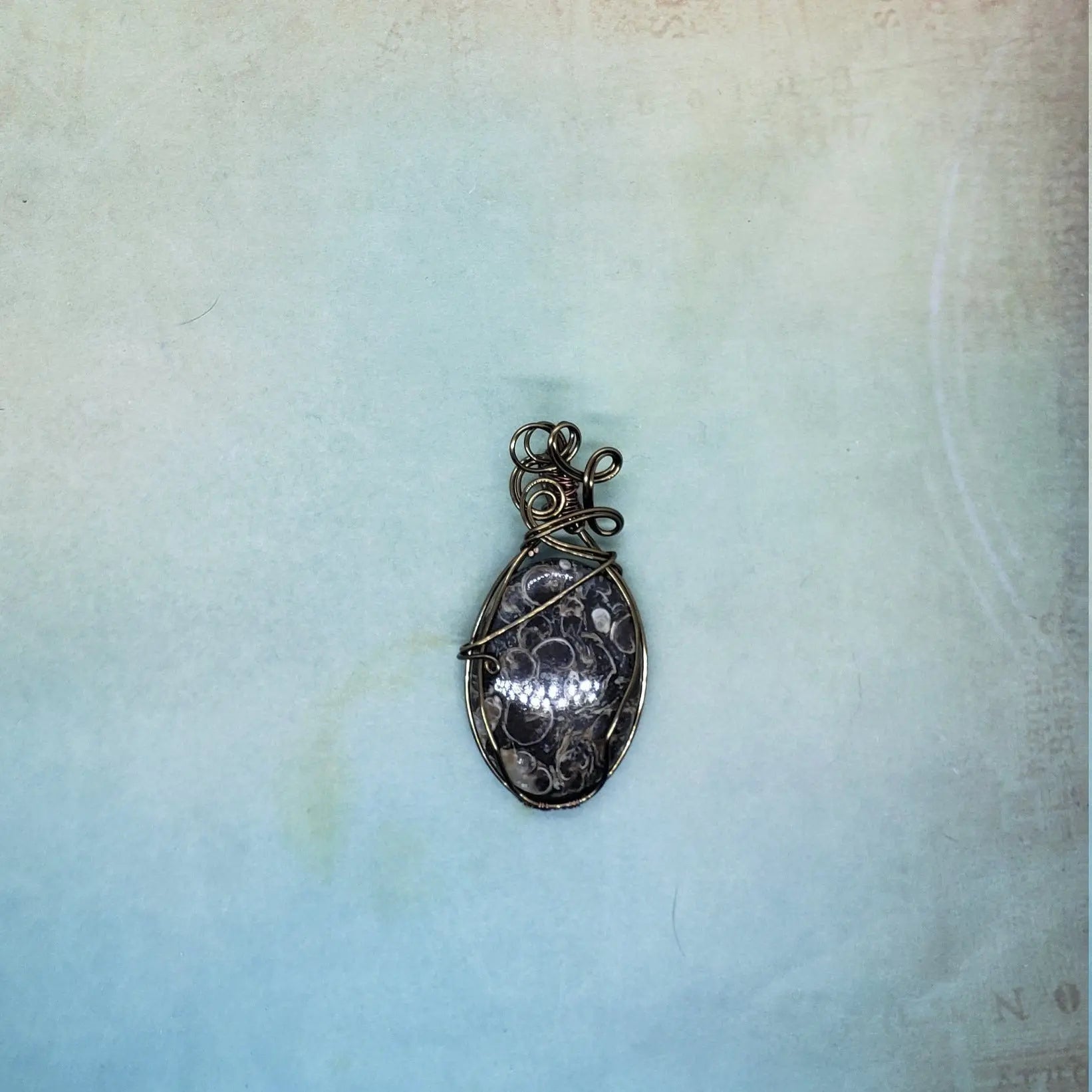 Turritella Agate Pendant, Fossil Pendant    gemstone pendant, Turritella