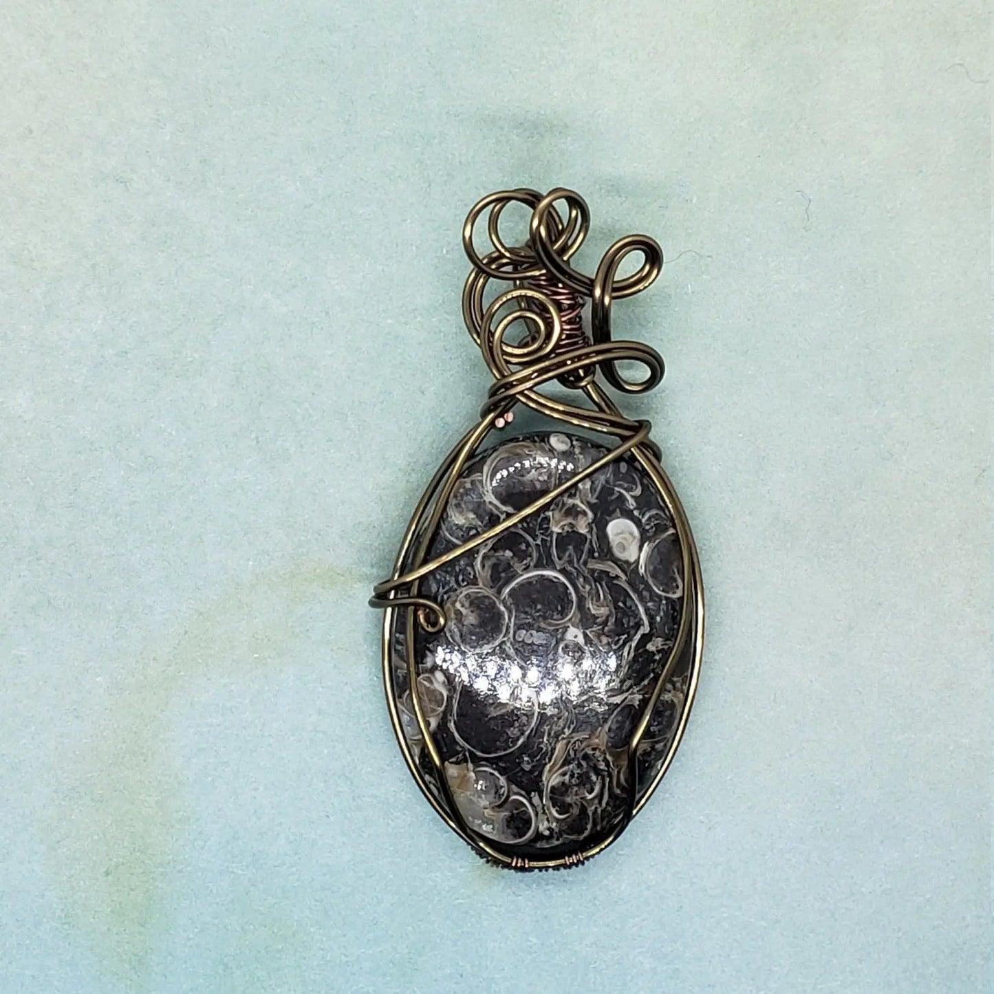 Turritella Agate Pendant, Fossil Pendant    gemstone pendant, Turritella