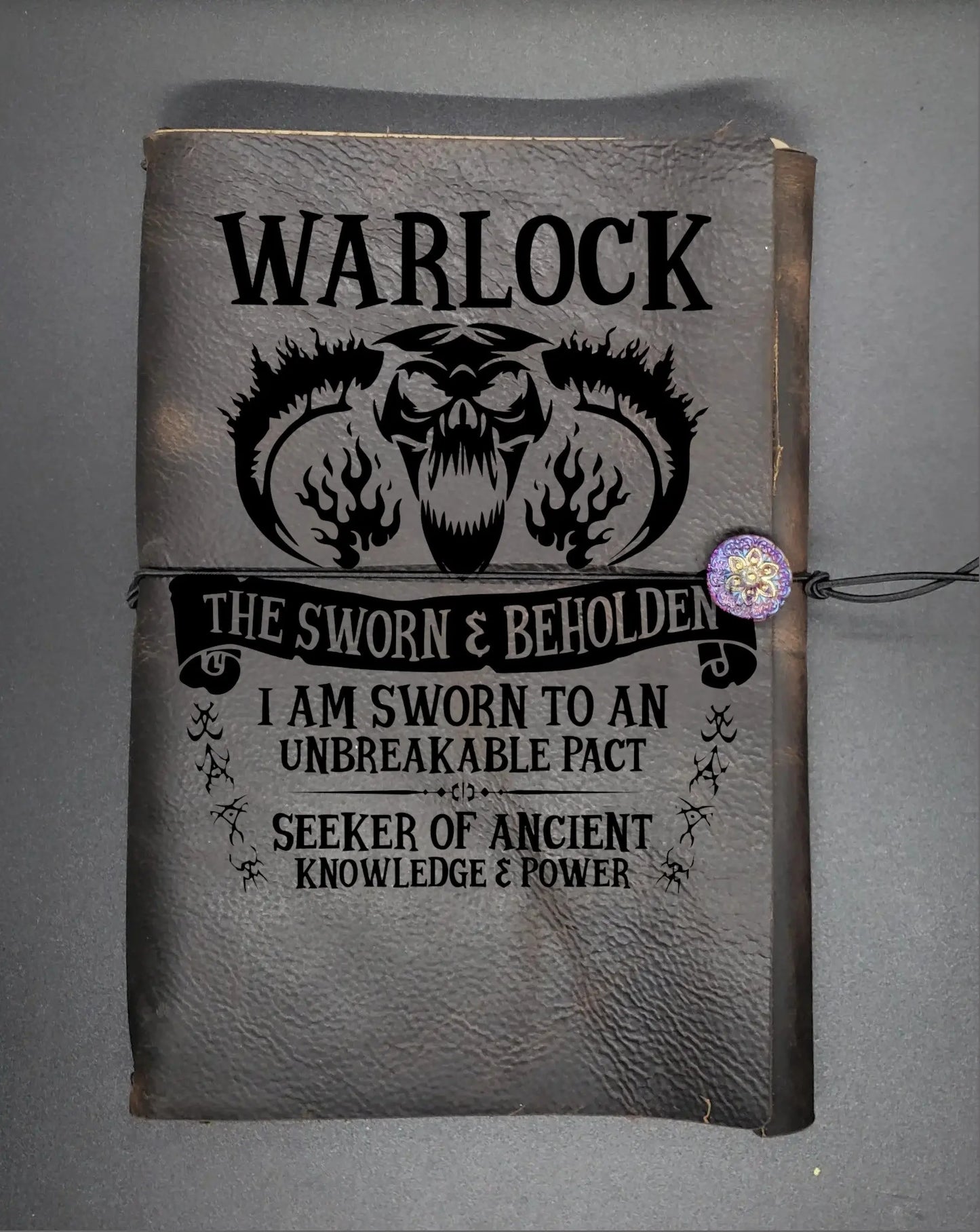 Warlock DnD Character Notebook, RPG Journal, Engraved, Embossed Refillable Leather Journal, A5 leather journal