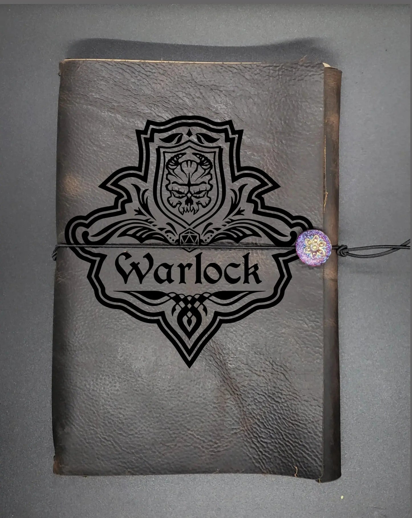 Warlock DnD Character Notebook, RPG Journal, Engraved, Embossed Refillable Leather Journal, A5 leather journal