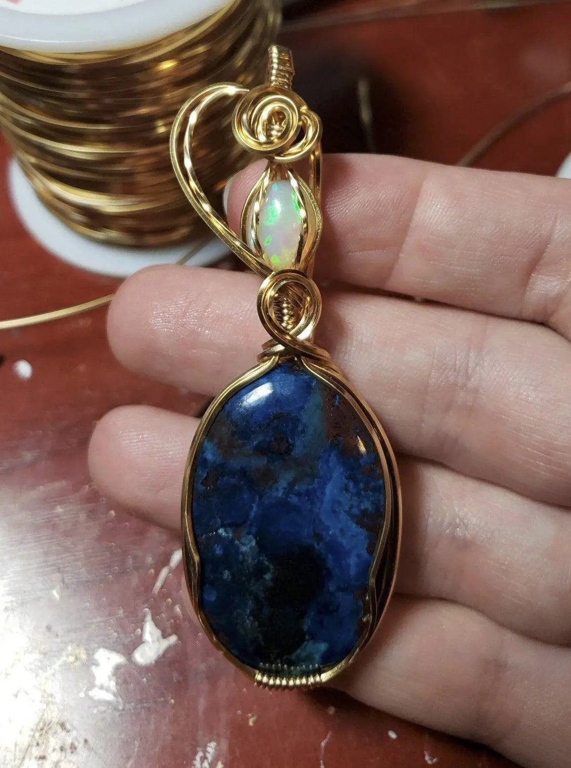 Ethiopian Opal shattuckite, Girl Boss Statement pendant - moonlitbeading