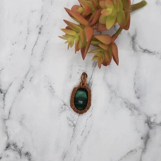 Wire Wrapped Malachite Pendant, Yoga Jewelry, Chakra Crystal    gemstone pendant, malachite