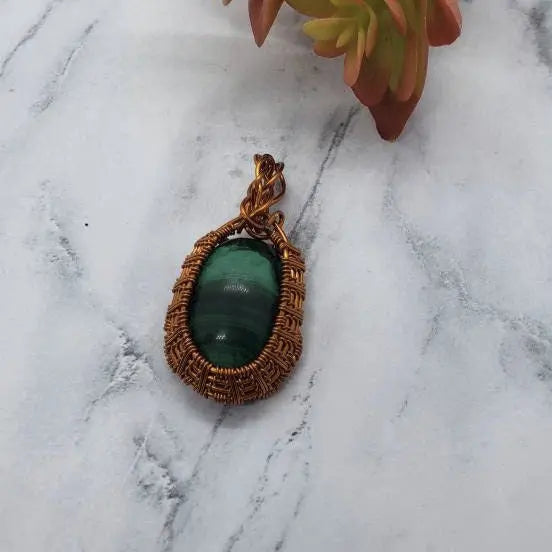 Wire Wrapped Malachite Pendant, Yoga Jewelry, Chakra Crystal    gemstone pendant, malachite