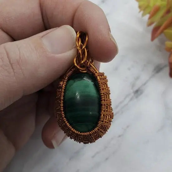 Wire Wrapped Malachite Pendant, Yoga Jewelry, Chakra Crystal    gemstone pendant, malachite